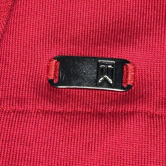 Nike Tiger Woods Polo Shirt Mens Large Red Dri Fit Embroidered Bird Golf Stretch - Picture 7 of 14